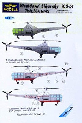 Lf Model C48177 Decals Westland Sikorsky WS-51 (Italy, BEA) 1/48