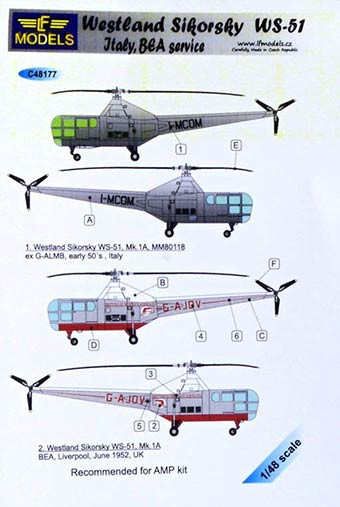 Lf Model C48177 Decals Westland Sikorsky WS-51 (Italy, BEA) 1/48