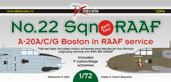 Dk Decals 72096 No.22 Sqn RAAF - part 2 (9x camo) 1/72