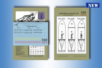 Print Scale PSR72006 Bomb trolley with the lift. Luftwaffe WWII. SC 250 JB, JC, K.The kit contains resin 3D and photo-etched parts, decal 1/72
