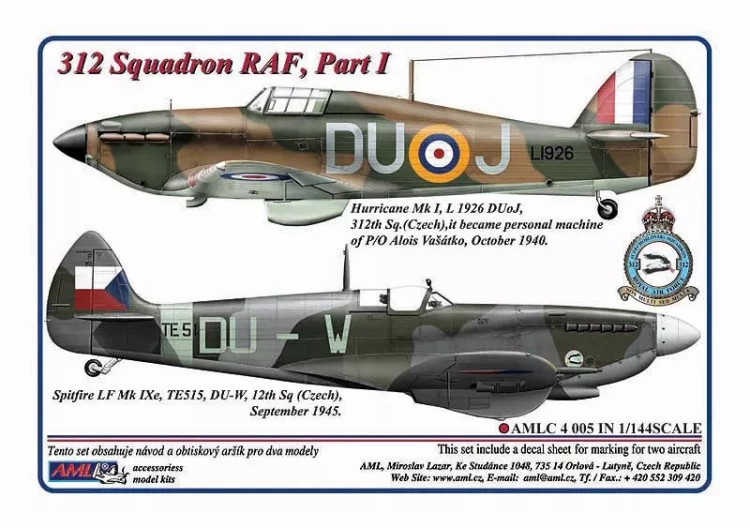 AML AMLC144005 Decals 312 th Squadron RAF, Part I 1/144