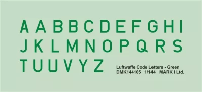 4+ Publications 144105 Decals Luftwaffe Code Letters Green (2 Sets) 1/144