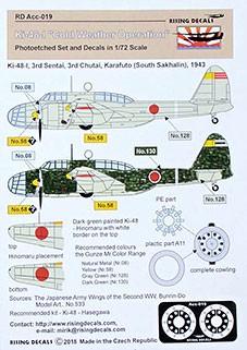 Rising Decals ACC019 Ki-48-I 'Cold Weather Operation' (PE set&amp;dec) 1/72
