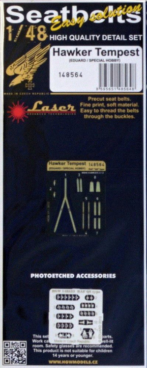 HGW 148564 Seatbelts Hawker Tempest (laser) 1/48