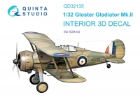 Quinta studio QD32135 Gloster Gladiator Mk II (ICM) 3D Декаль интерьера кабины 1/32