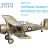 Quinta studio QD32135 Gloster Gladiator Mk II (ICM) 3D Декаль интерьера кабины 1/32