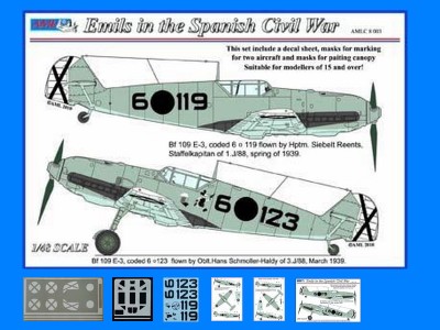 AML AMLC48003 Маски for Emils in the Spanish Civil War 1/48