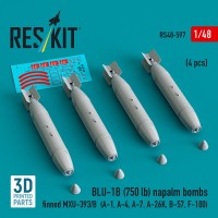 Reskit 48597 BLU-1B (750 lbs) napalm bombs MXU-393/B (4x) 1/48