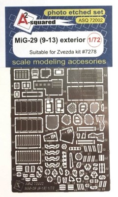 A-Squared AASQ72002 Mikoyan MiG-29 (9-13) Exterior Photoetched set (designed be used with Zvezda ZVE7278 kits) 1/72