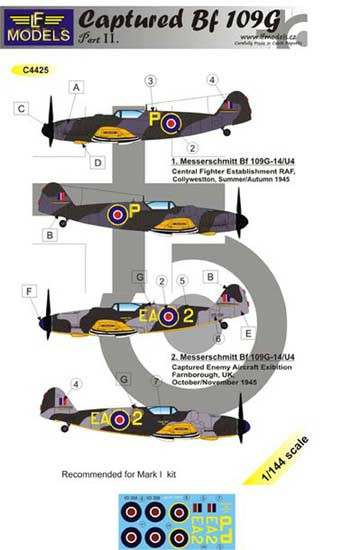 Lf Model C4425 Decals Captured Bf 109G part 2 1/144