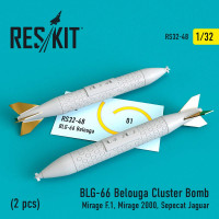 Reskit RS32-0048 BLG-66 Belouga Cluster Bomb (2 pcs) (Mirage F.1, Mirage 2000, Sepecat Jaguar) Kitty Hawk 1/32