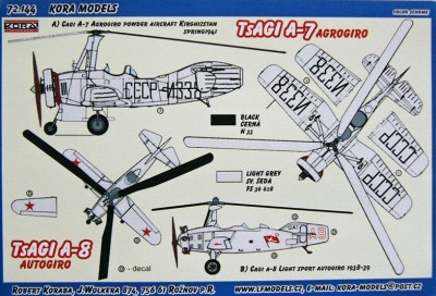 Kora Model 72144 TSAGI A-7 Agrogiro&amp;TSAGI A-8 Soviet Autogiro 1/72