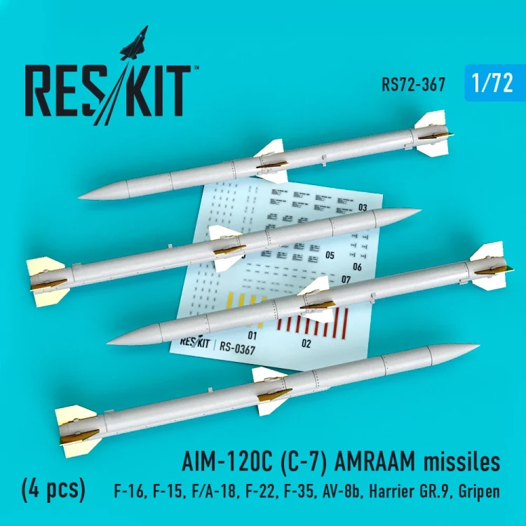 Reskit 72367 AIM-120C (C-7) AMRAAM missiles (4 pcs.) 1/72