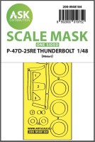 Art Scale 200-M48184 REPUBLIC P-47D-25RE THUNDERBOLT wheels and canopy frame paint mask (outside only) 1/48