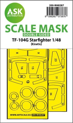 Art Scale 200-M48287 Lockheed TF-104G Starfighter wheels and canopy frame paint mask (inside and outside) 1/48