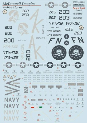 Print Scale 48262 McDonnell-Douglas Hornet FA-18A Part 2VFA-151VFA-132 1/48