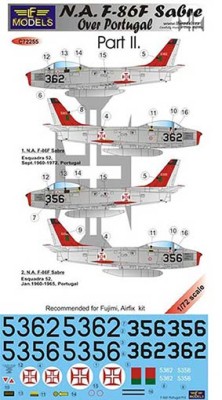 Lf Model C72255 Decals F-86F Sabre over Portugal (FUJI) Pt. 2 1/72