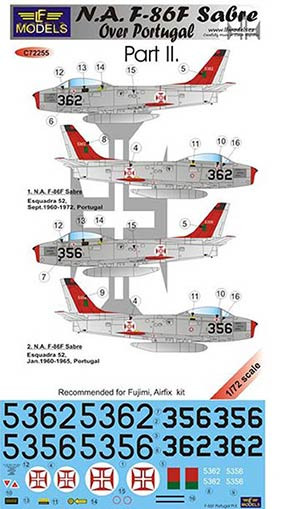 Lf Model C72255 Decals F-86F Sabre over Portugal (FUJI) Pt. 2 1/72