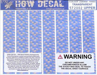 HGW 572002 Decals 4-colour LOZENGE faded transpar. UPPER 1/72