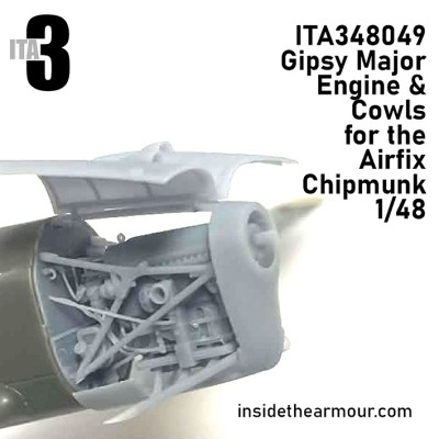 Inside the Armour ITA348049 de Havilland Chipmunk T.10/T.20 Gipsy Major engine and cowls 1/48