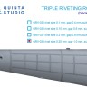 Quinta studio QRV-038 Тройные клепочные ряды (размер клепки 0.25 mm, интервал 1.0 mm, масштаб 1/24), черные, общая длина 3.2 m 1/24