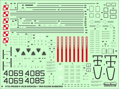 Model Maker Decals D48073A Polish Lockheed-Martin F-16C/F-16D Stencils 1/48