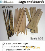 Dan models DM 35259 материал для диорам - бревна и доски, материал - фанера, нагель-бук 1/35