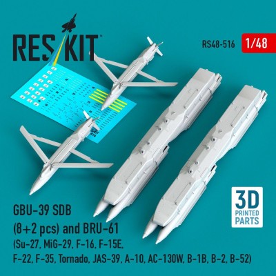 Reskit 48516 GBU-39 SDB (8 pcs) and BRU-61 (2 pcs.) 1/48