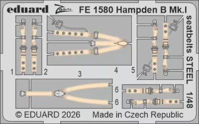 Eduard FE1580 Hampden B Mk.I seatbelts STEEL (ICM) 1/48