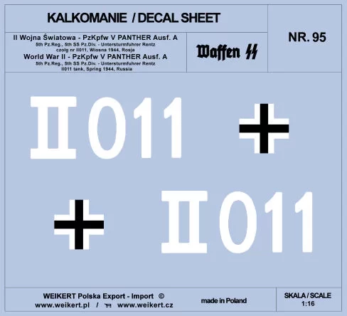 Weikert Decals 295 PzKpfw. V PANTHER Ausf. A No. II011 ? Unt.Ren 1/16