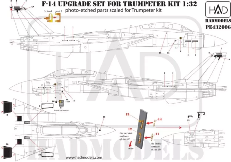 HAD PE32006 F-14A Upgrade PE set (TRUMP) 1/32