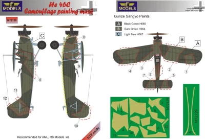 Lf Model M72129 Mask He 46C Camouflage Painting 1/72