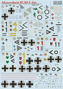 Print Scale 72-254 Messerschmitt Bf.109 F Aces 1/72