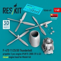 Reskit RSU48-491 P-47D 11/25/30 Thunderbolt propel.&eng.(MINA) 1/48
