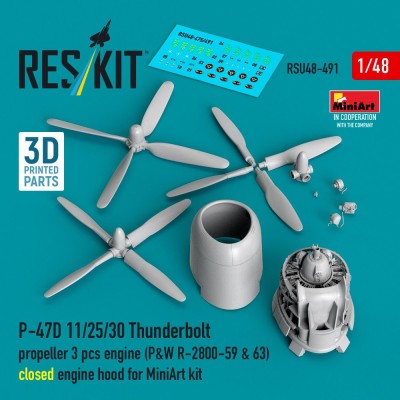 Reskit RSU48-491 P-47D 11/25/30 Thunderbolt propel.&amp;eng.(MINA) 1/48