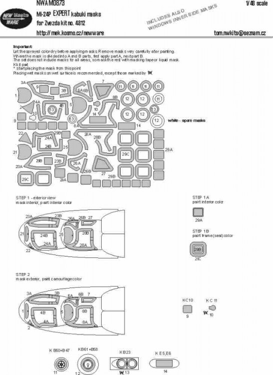 New Ware NWA-M0873 Mask Mi-24P EXPERT (ZVE 4812) 1/48