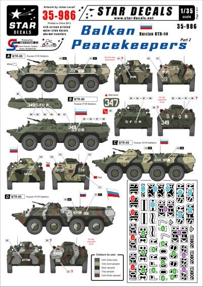 Star Decals STAR35986 Balkan Peacekeepers #2 - Soviet BTR-80 1/35