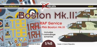 Dk Decals 48049 Boston Mk.III in RAF service (7x camo) 1/48
