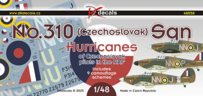 Dk Decals 48058 No.310 Sqn RAF Hurricanes CZ pilots (9x camo) 1/48