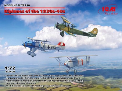 ICM 72210 Biplanes of the 1930s and 1940s (3-in-1) 1/72