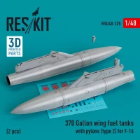 Reskit RSU48225 370 Gal. wing fuel tanks w/ pylons (type 2) 1/48