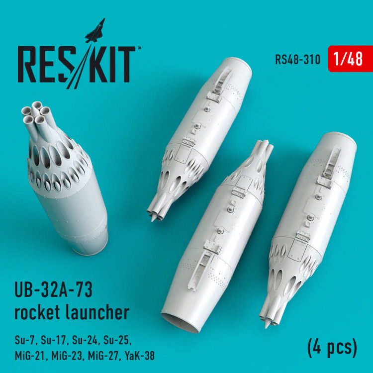 Reskit RS48-0310 UB-32A-73 rocket launcher (4 pcs) (Su-7,Su-17,Su-24,Su-25,MiG-21,MiG-23,MiG-27,YaK-38) 1/48