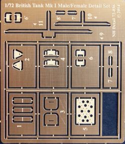 NH Detail NHM72036 British Tank Mk.I Detail Set [Mk.I Male Mk.I Female] 1/72