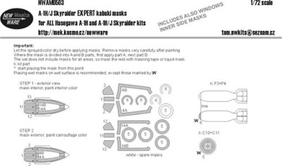 New Ware NWA-M0503 1/72 Mask A-1H/J Skyraider EXPERT (HAS)
