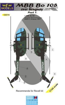 Lf Model C44115 Decals MBB Bo 105 over Uruguay (REV) Part 1 1/144