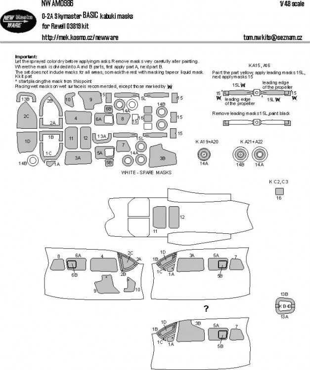 New Ware NWA-M0986 Mask O-2A Skymaster BASIC (REV 03819) 1/48