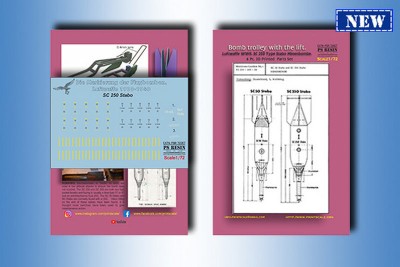 Print Scale PSR72007 Bomb trolley with the lift. Luftwaffe WWII. SC 250 Stabo.The kit contains resin 3D and photo-etched parts, decal 1/72