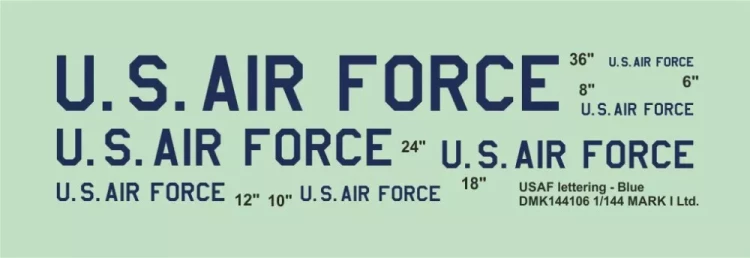 4+ Publications 144106 Decals US Air Force lettering Blue (2 Sets) 1/144