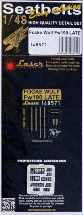 HGW 148571 Seatbelts Focke Wulf Fw190 late (laser) 1/48