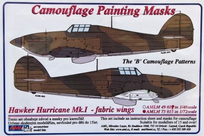 AML AMLM73015 Маска камуфляж H.Hurricane Mk.I fabric w. B 1/72
